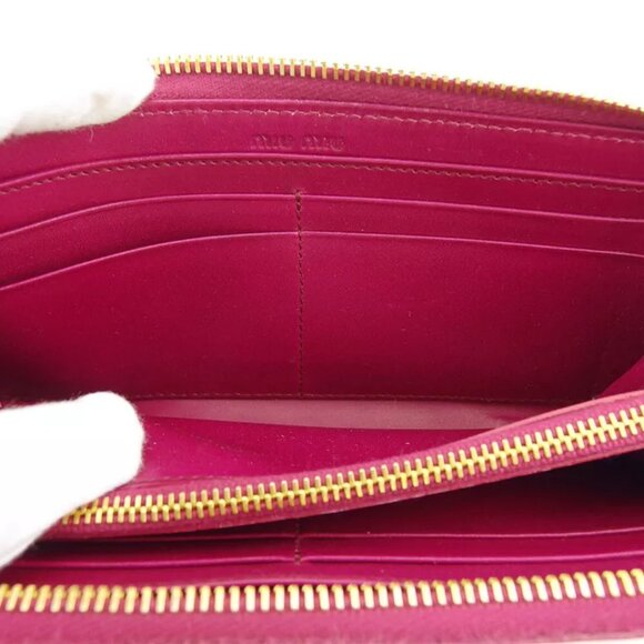 miu miu length leather Authentic used press wallet Croco tone pink type - Picture 6 of 9
